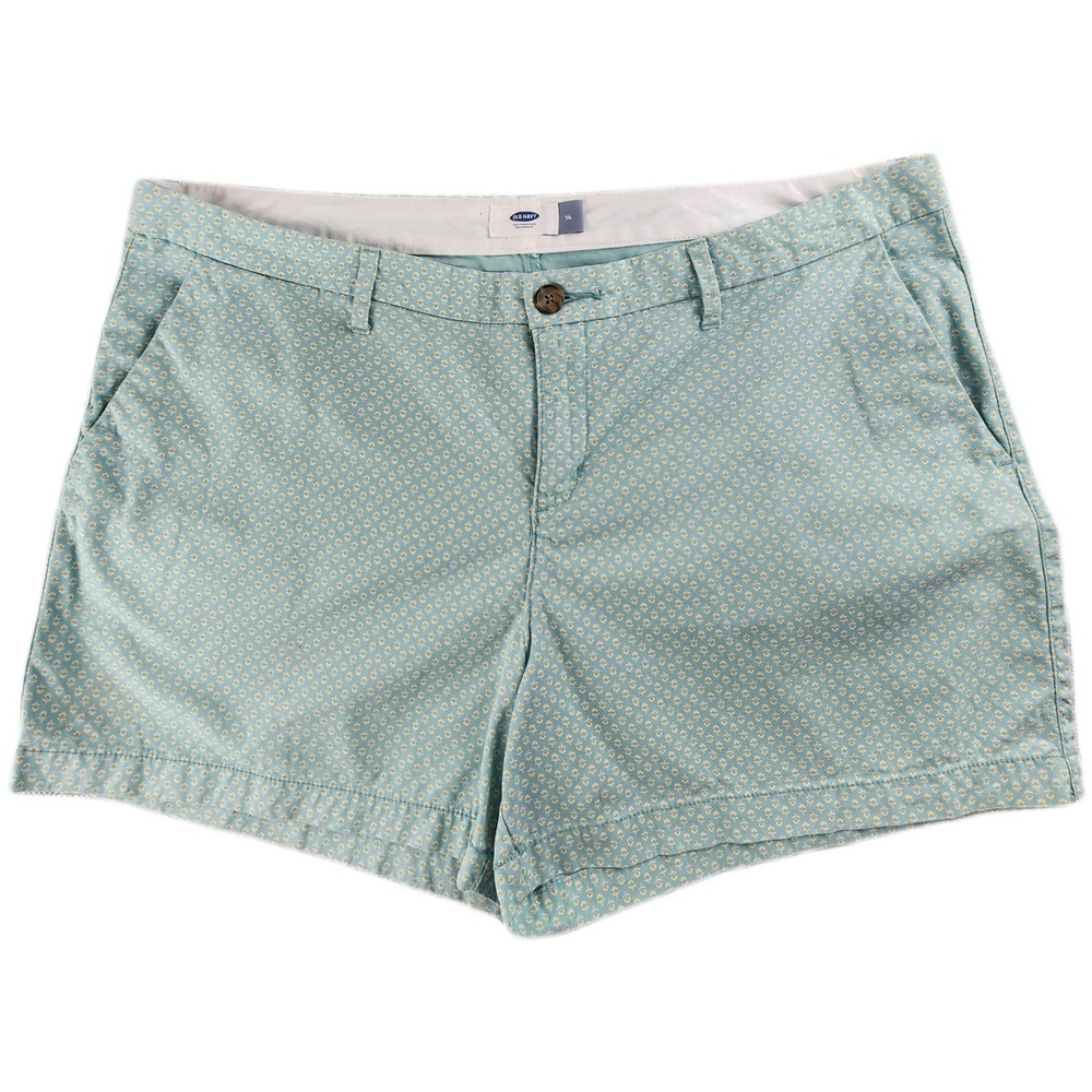 Old Navy Womens 14 Teal Floral Cotton Shorts Cottagecore